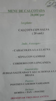 Bar Restaurante La Cooperativa menu