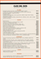 Clos Del Gos menu