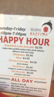 Sushi Rapture menu