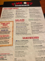 Time Out Sports And Grill menu