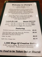 Chang's Mongolian Grill menu