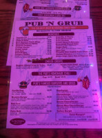 The Pub N Grub menu