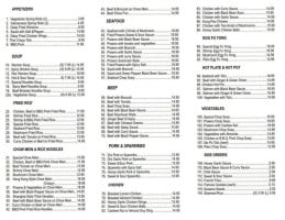 Golden Star menu