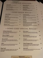 Soho Japanese Bistro menu