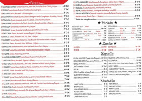 Pizzería La Cueva menu