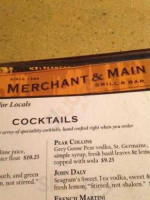 Merchant Main Grill menu