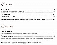 Inca's menu
