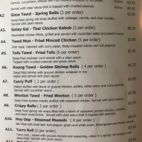 Thai Delight menu