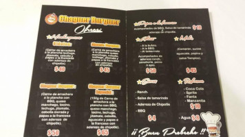 Chaguer Burguer menu