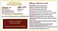 Benvenuti menu