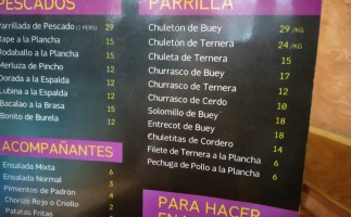 Parrillada Don Chuleton menu