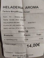 Heladeria Aroma menu