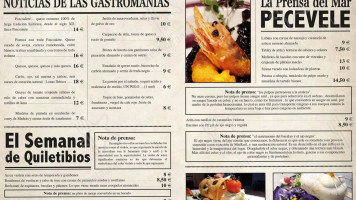 Velequile Gastromania menu