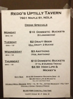 Redd's Uptilly Tavern menu