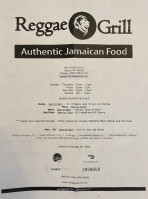 The Reggae Grill menu