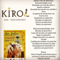 Restaurante Irache Bar Kirol menu