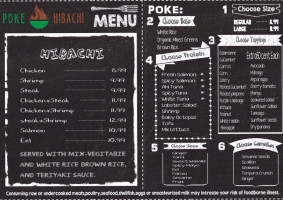 Poke Hibachi menu