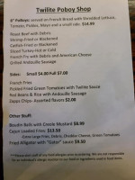 Twilite Lounge menu