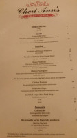 Cheri Ann's Trattoria menu