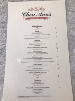 Cheri Ann's Trattoria menu