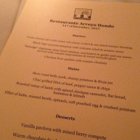 Arroyo Hondo menu
