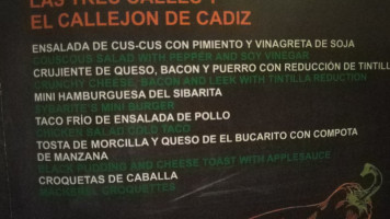 El Callejon De Cadiz menu