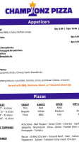 Championz Pizza menu