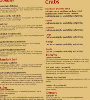 Bethesda Crab House menu