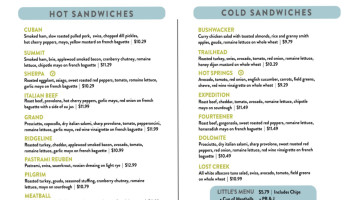 Yampa Sandwich Company menu
