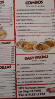 Cotija's Mex Grill Seafood menu