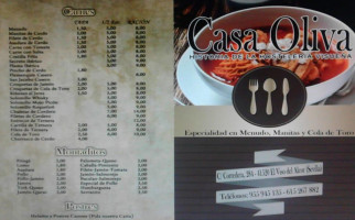 Casa Oliva menu