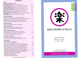 Raku Ramen menu