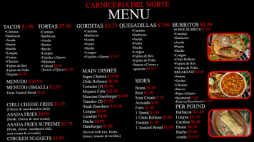 Carniceria Del Norte menu