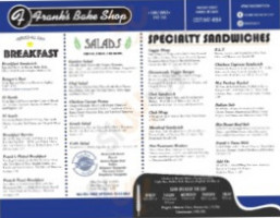 Frank's Bake Shop menu
