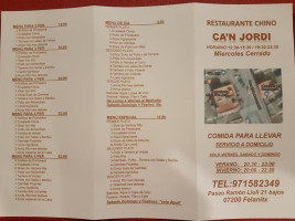 Chino C'an Jordi menu