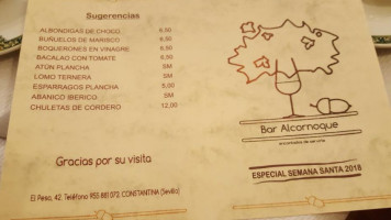 El Alcornoque menu