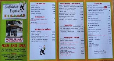 Cafeteria Pizzeria Esquina Doramas menu