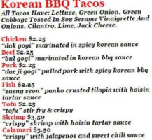 Hankook Taqueria menu