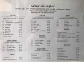 Ashton Deli & Seafood menu