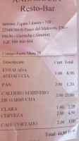 Andalucia Resto menu
