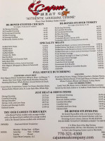 Cajun Meat Company menu