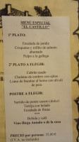 El Castillo menu