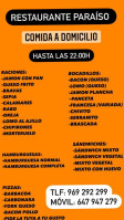 ParaÍso. menu