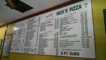 Nick's A Pizza And menu