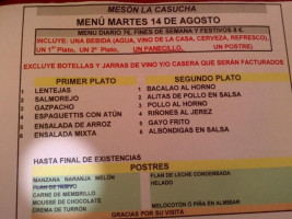 Mesón La Casucha menu