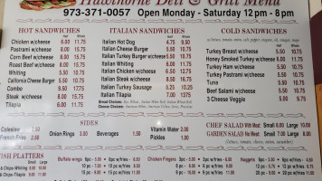 Hawthorne Deli And Grill menu