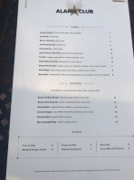 Alamo Club menu