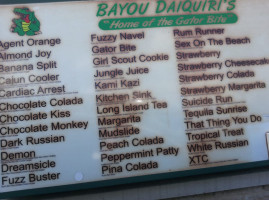 Bayou Daiquiri's menu