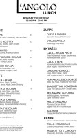 L'angolo Tribeca menu