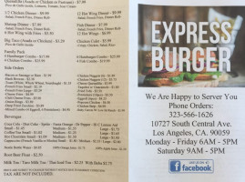 Express Burger menu